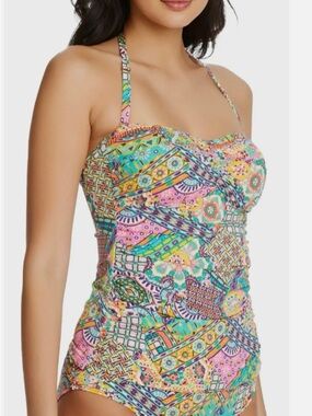 Bleu By Rod Beattie Colorful Paisley Print Two Piece Swimsuit